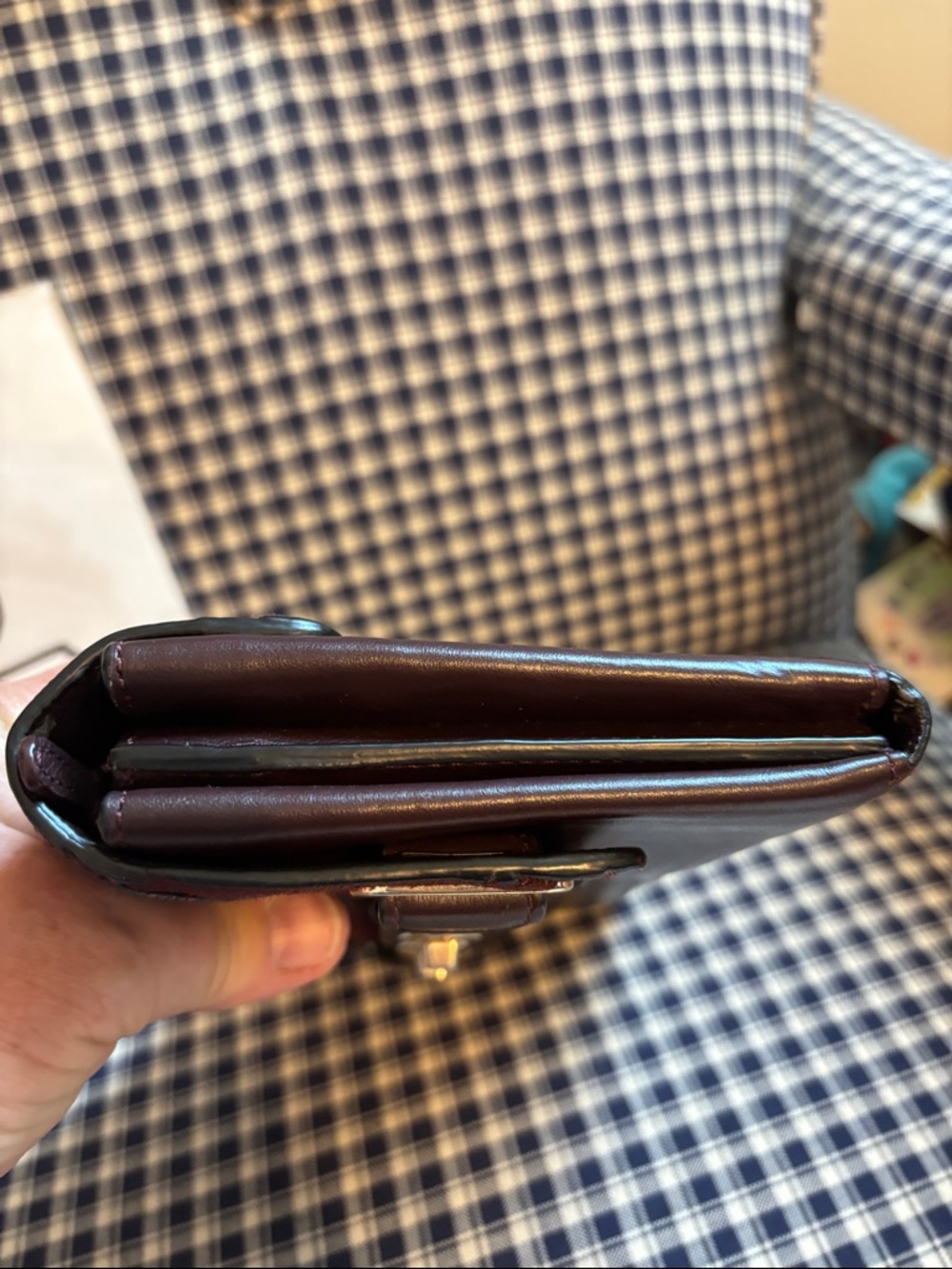 Coach leather and suede patchwork metallic cherry Blake Turnlock clutch - Picture 6 of 14